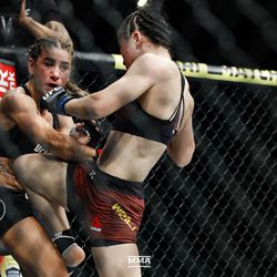 Weili Zhang and Tecia Torres battle at UFC 235.