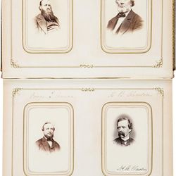 Photos of Amasa M. Lyman, Charles C. Rich, George Q. Cannon and H.B. Clawson in the 1860s photo album up for auction on Dec. 3, 2016.
