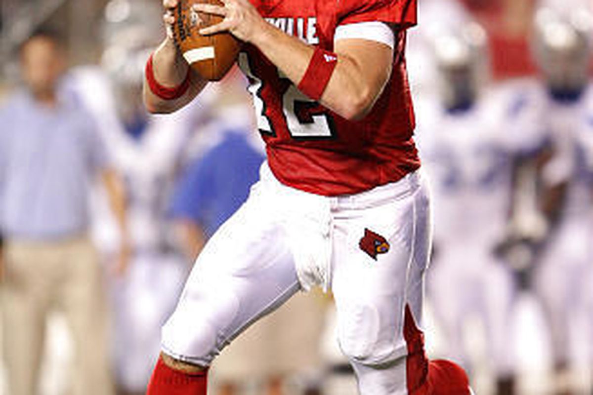 Brian Brohm of Louisville, shown here against Middle Tennessee, is being pegged by some as the first pick in next year's NFL draft.