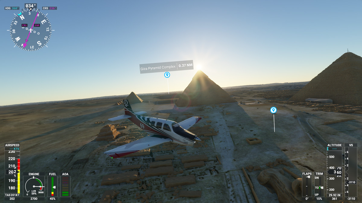 The Great Pyramids in Microsoft Flight Simulator