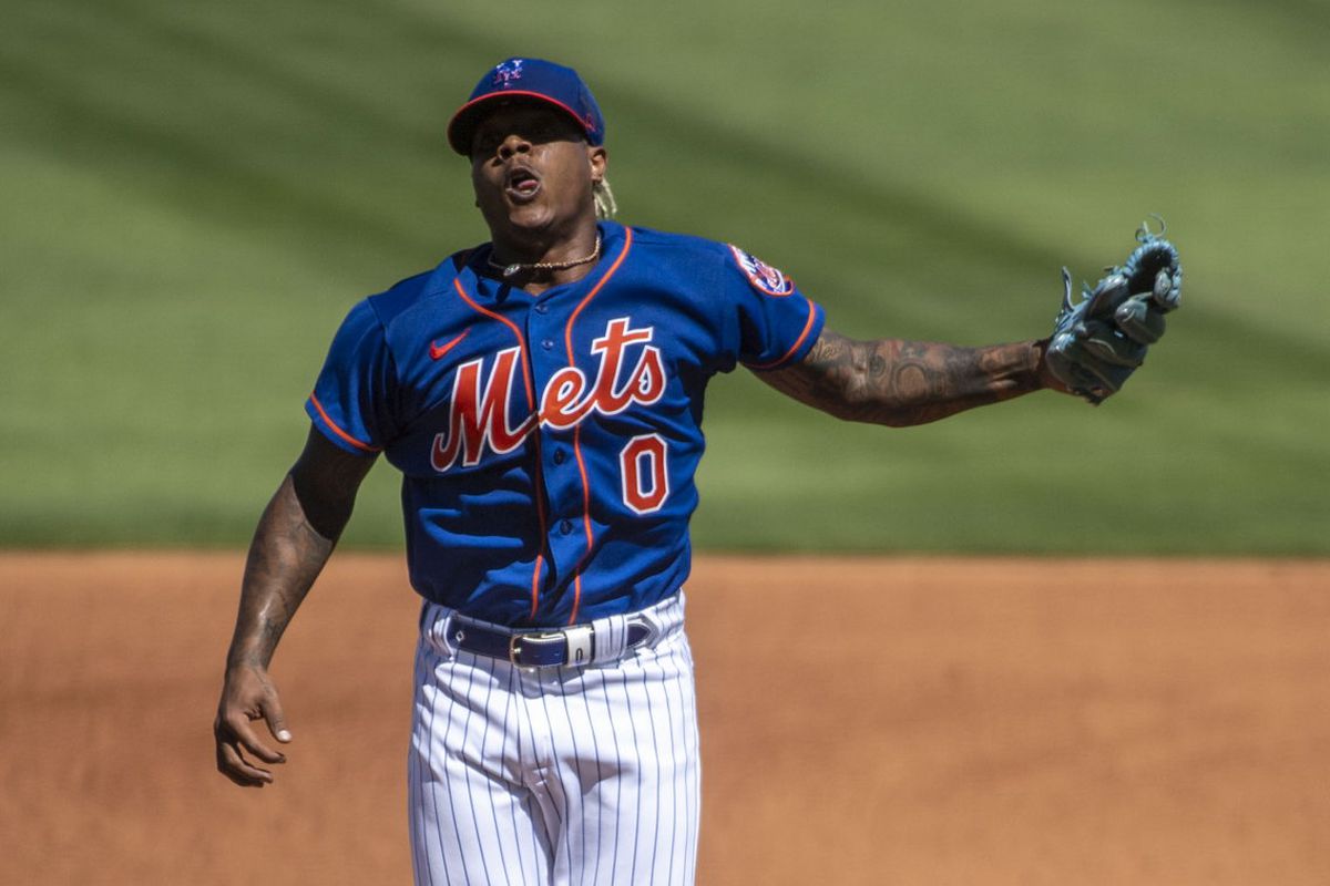 New York Mets pitcher Marcus Stroman at spring training workout in Port St. Lucie, Florida