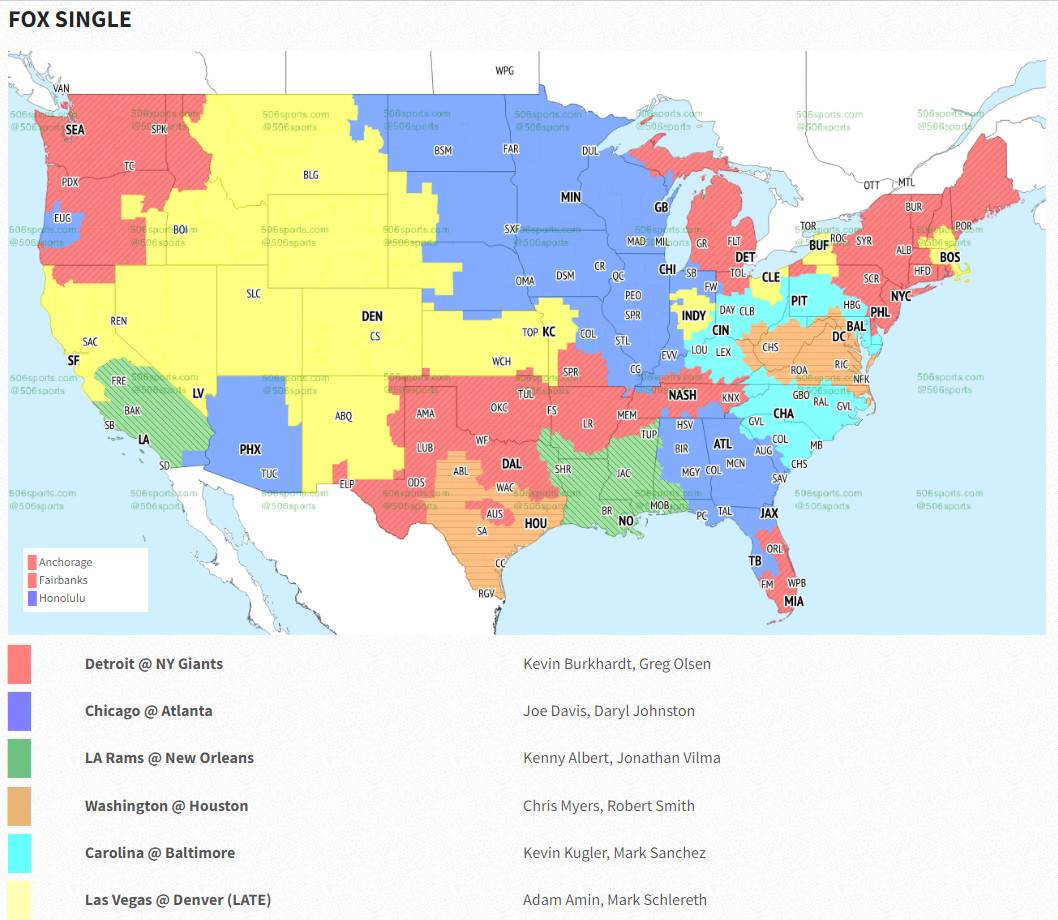 NFL Week 11 TV distribution map: Lions vs. Giants draw top FOX