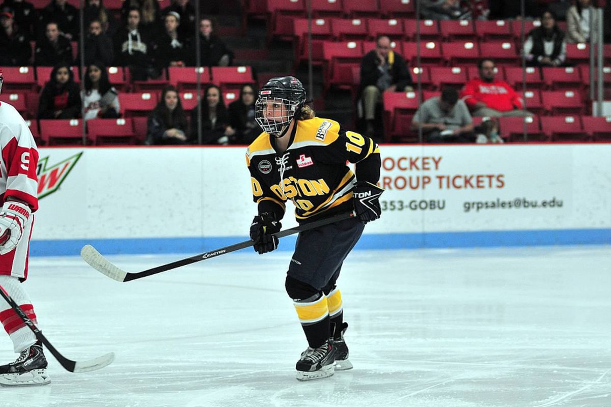 Forward Megan Myers is one of five returning players from last year's Clarkson Cup winning team. This year, she'll wear number 15.
