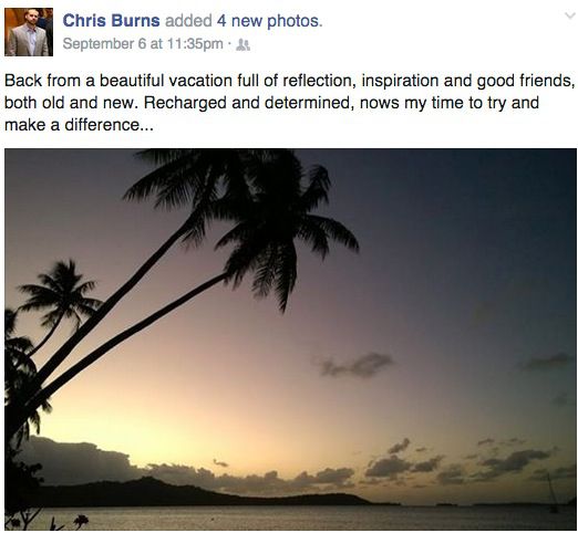Chris Burns Facebook post