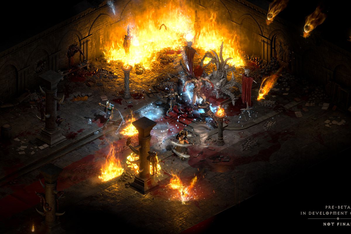 A group of players battle Andariel in Diablo 2: Resurrected