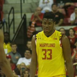 Diamond Stone looks on during the game.