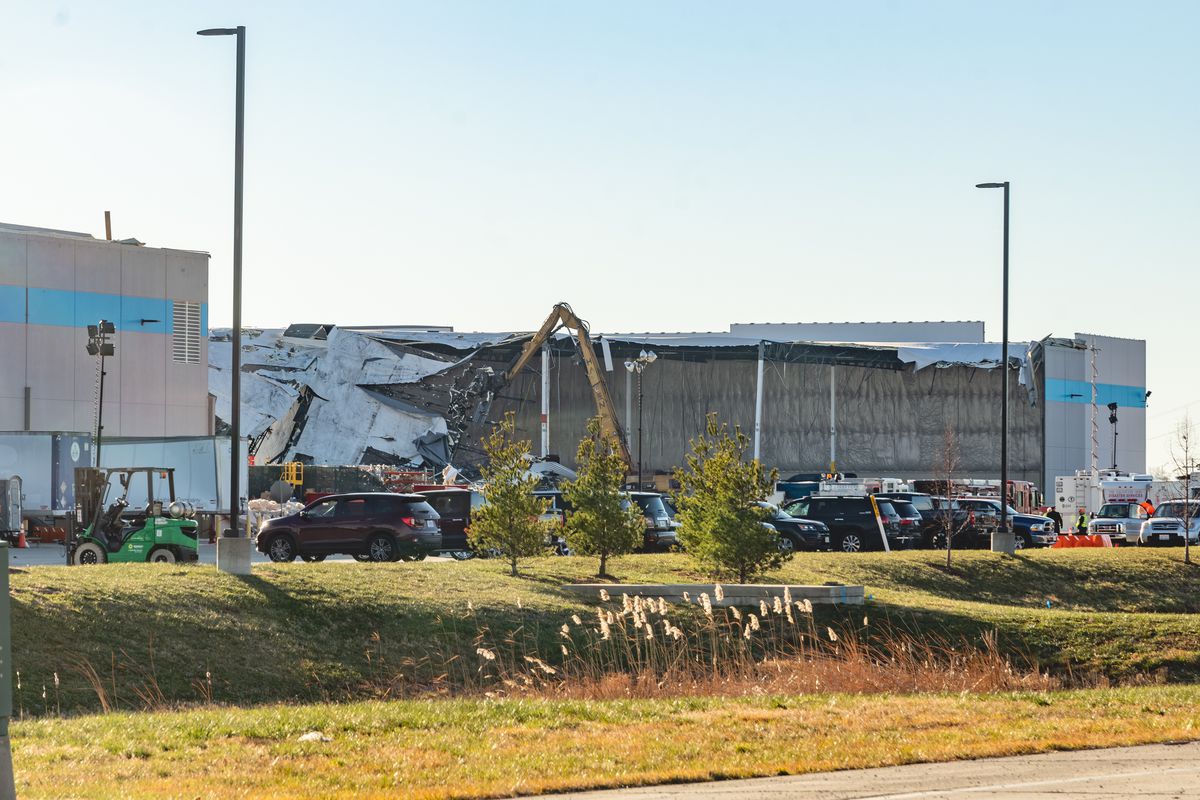 Roof Collapse At Amazon Facility Following Deadly Tornadoes