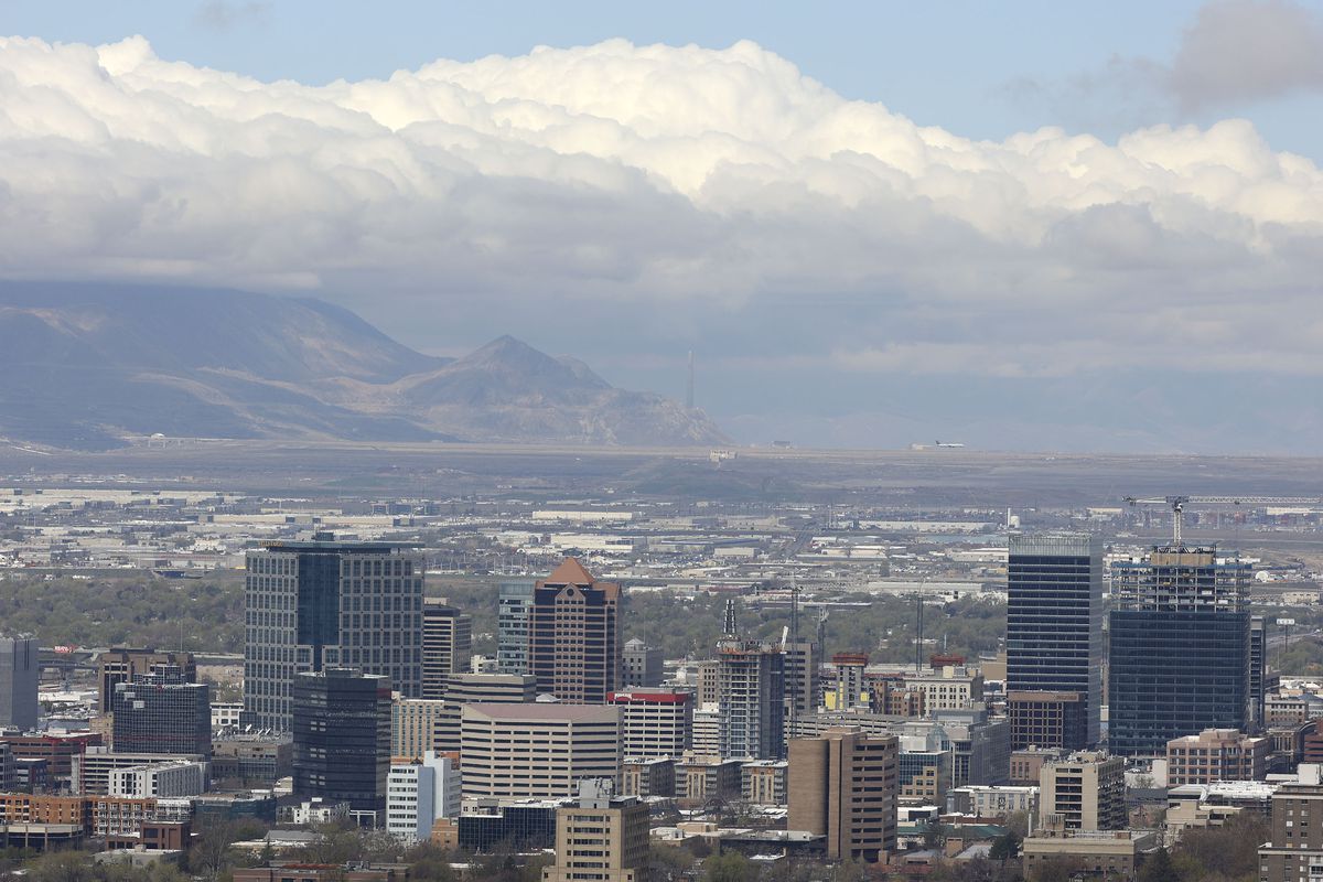 Clouds hang over the Salt Lake Valley on Tuesday, April 27, 2021.
