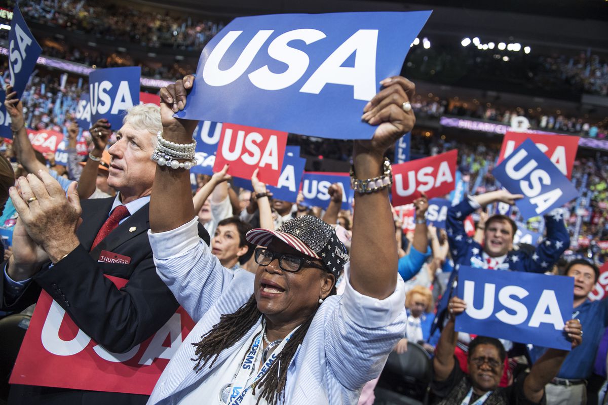 Democrats cheering in July 2016, at the party’s national convention.