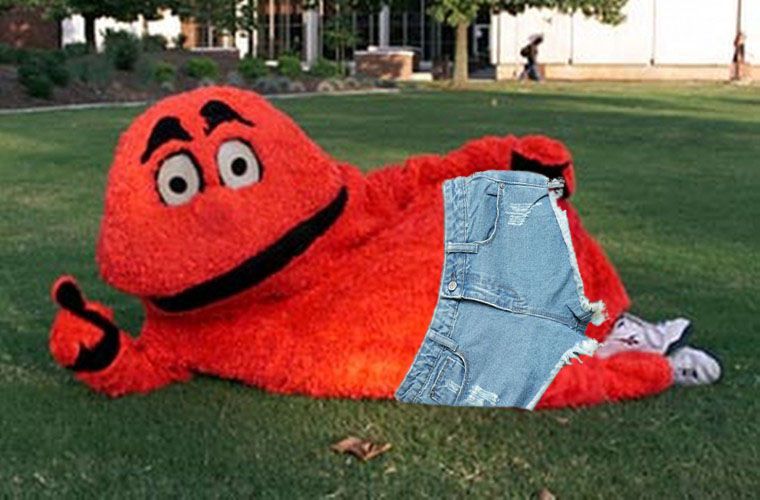 big red shorts
