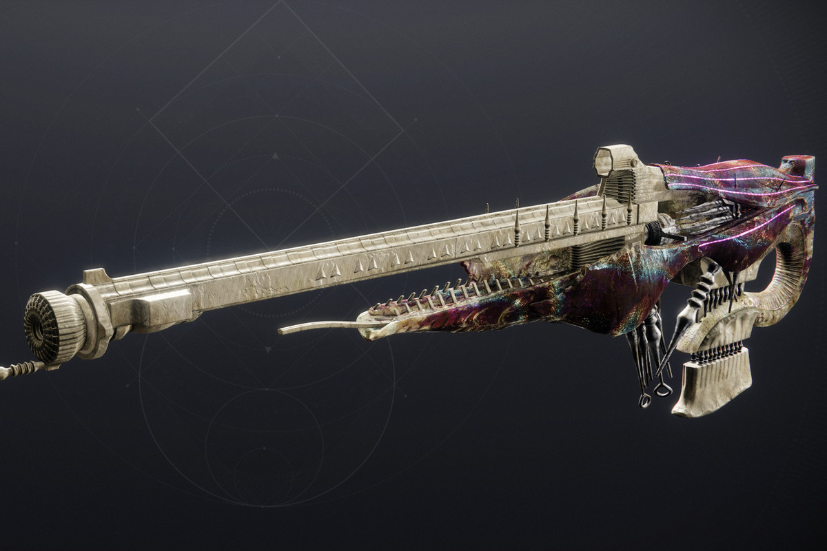 The Wicked Implement Exotic scout rifle on a dark background in Destiny 2: Season of the Deep