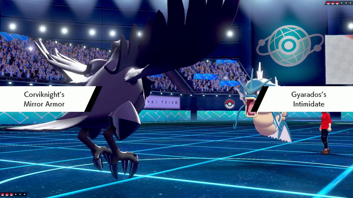 Two Pokemon face off in the battlefield.