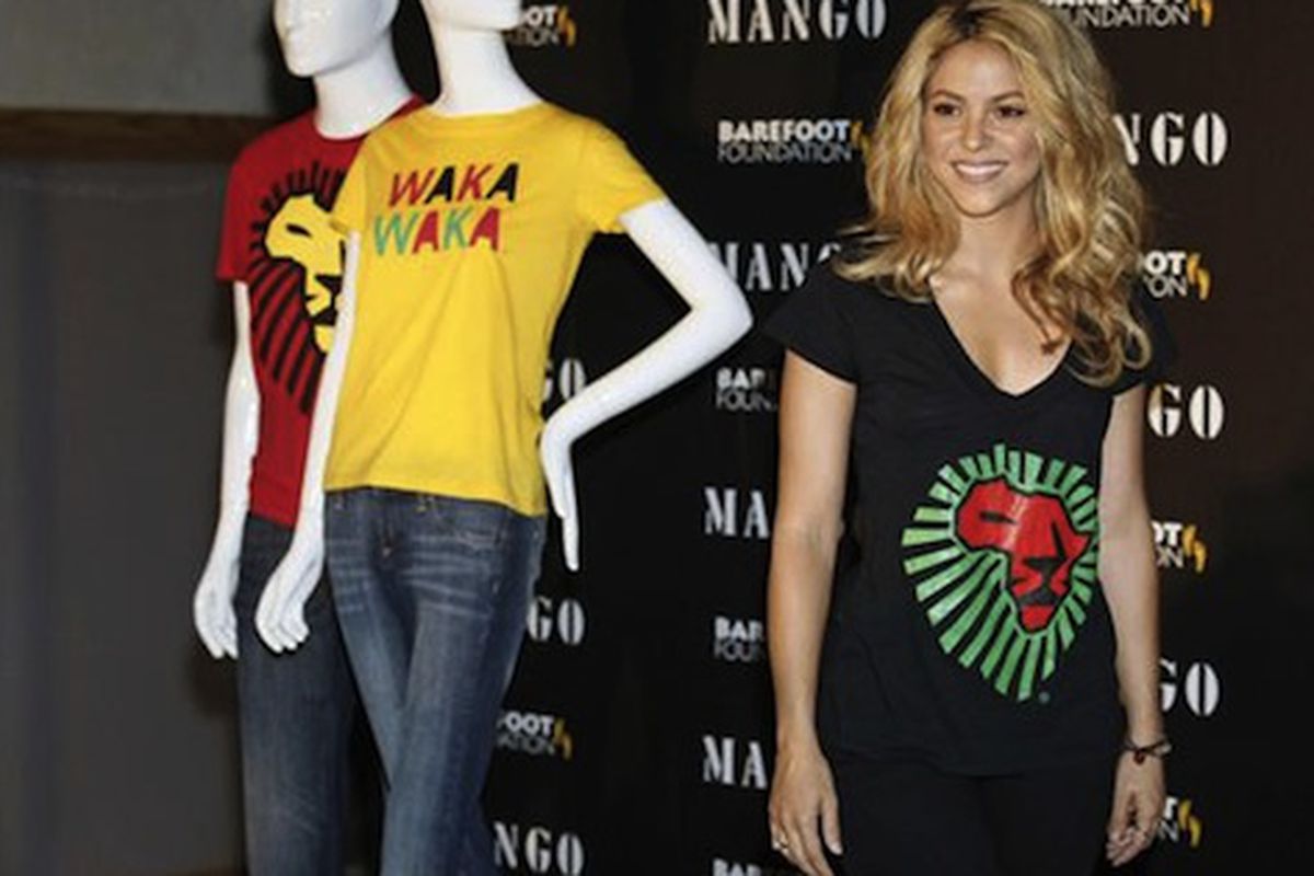 If the FIFA World Cup's official song is called Waka Waka, does that mean Fozzie Bear gets royalties? Image via<a href="http://racked.com/archives/2010/06/09/shakira-and-mango-launch-tshirt-collection-benefitting-south-africa-east-observatory-school