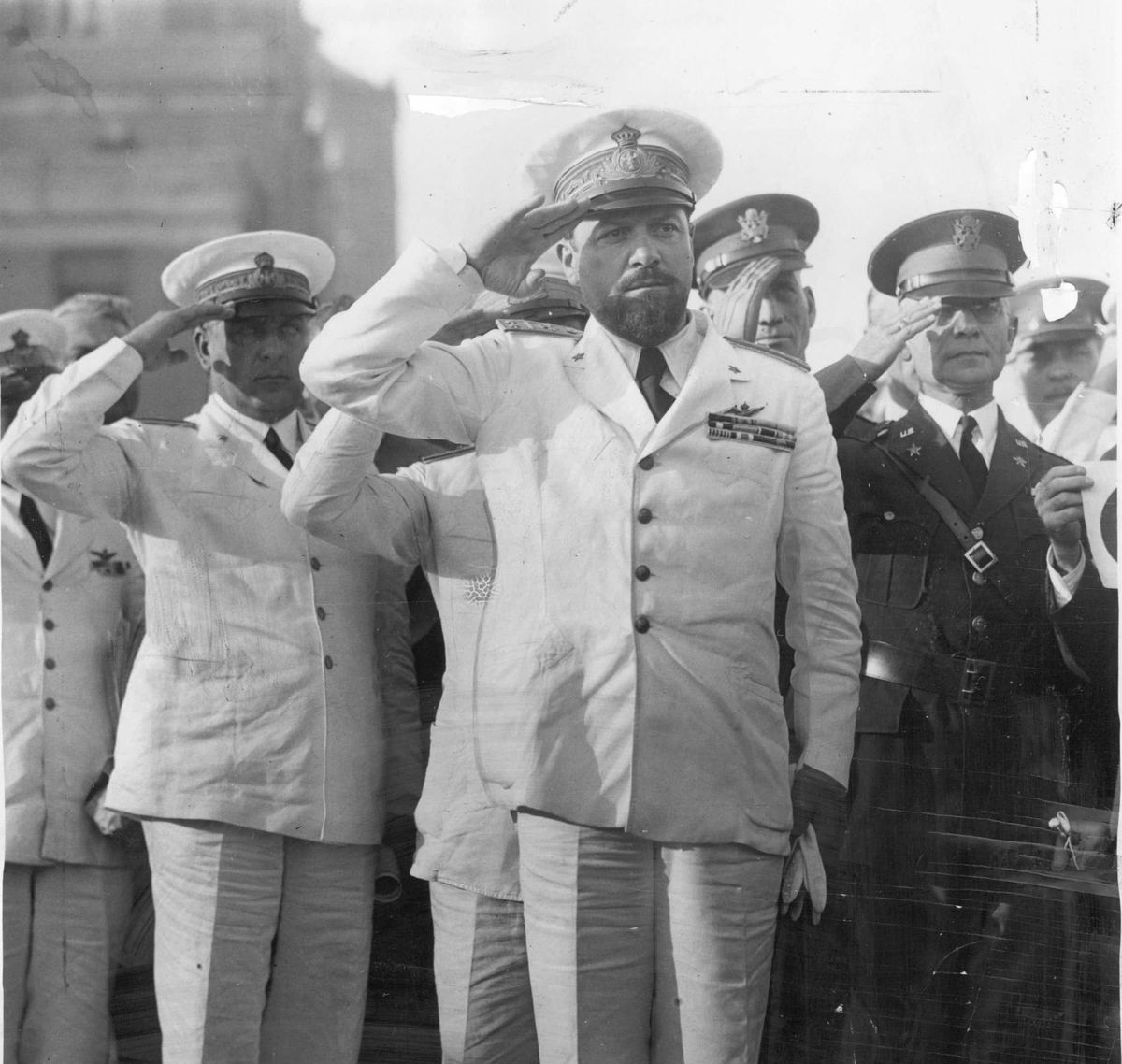 Italian Aviator Italo Balbo and his crew salute at Chicago’s 1933 Century of Progress world’s fair. | File photo