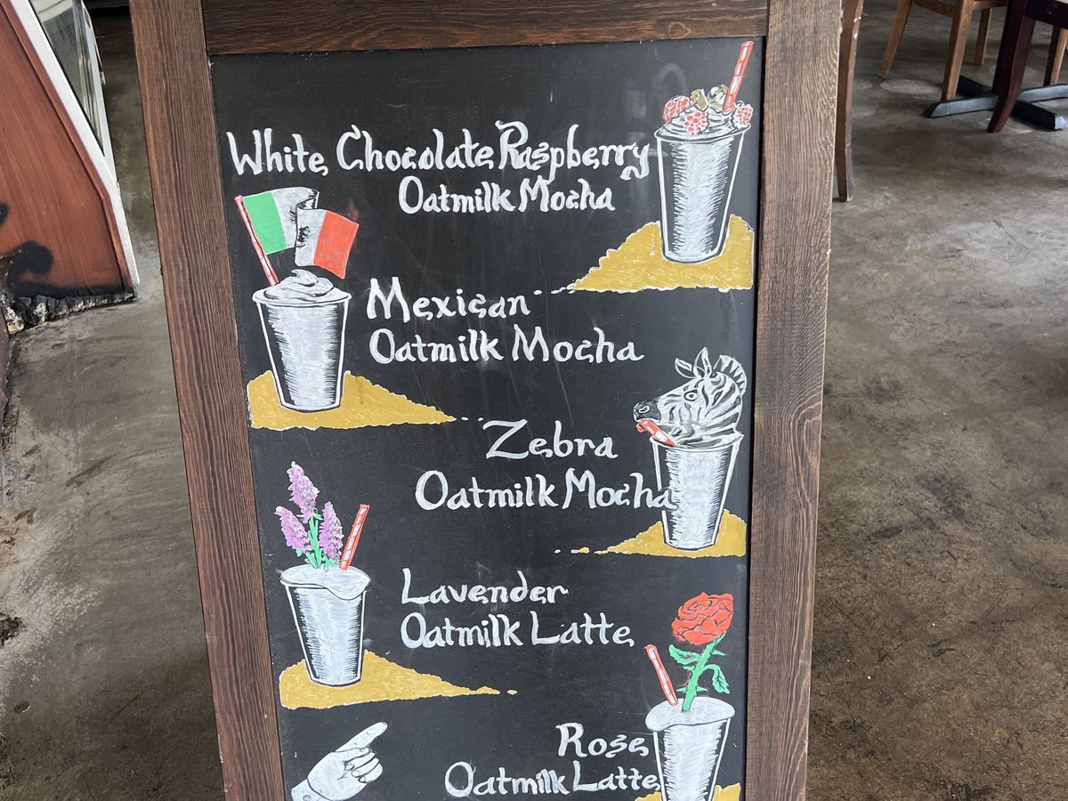 Drink options on a menu.
