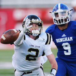Bingham vs. Lone Peak in the 5A state championship high school football game in Salt Lake City on Friday, Nov. 18, 2016. Bingham won 17-10.