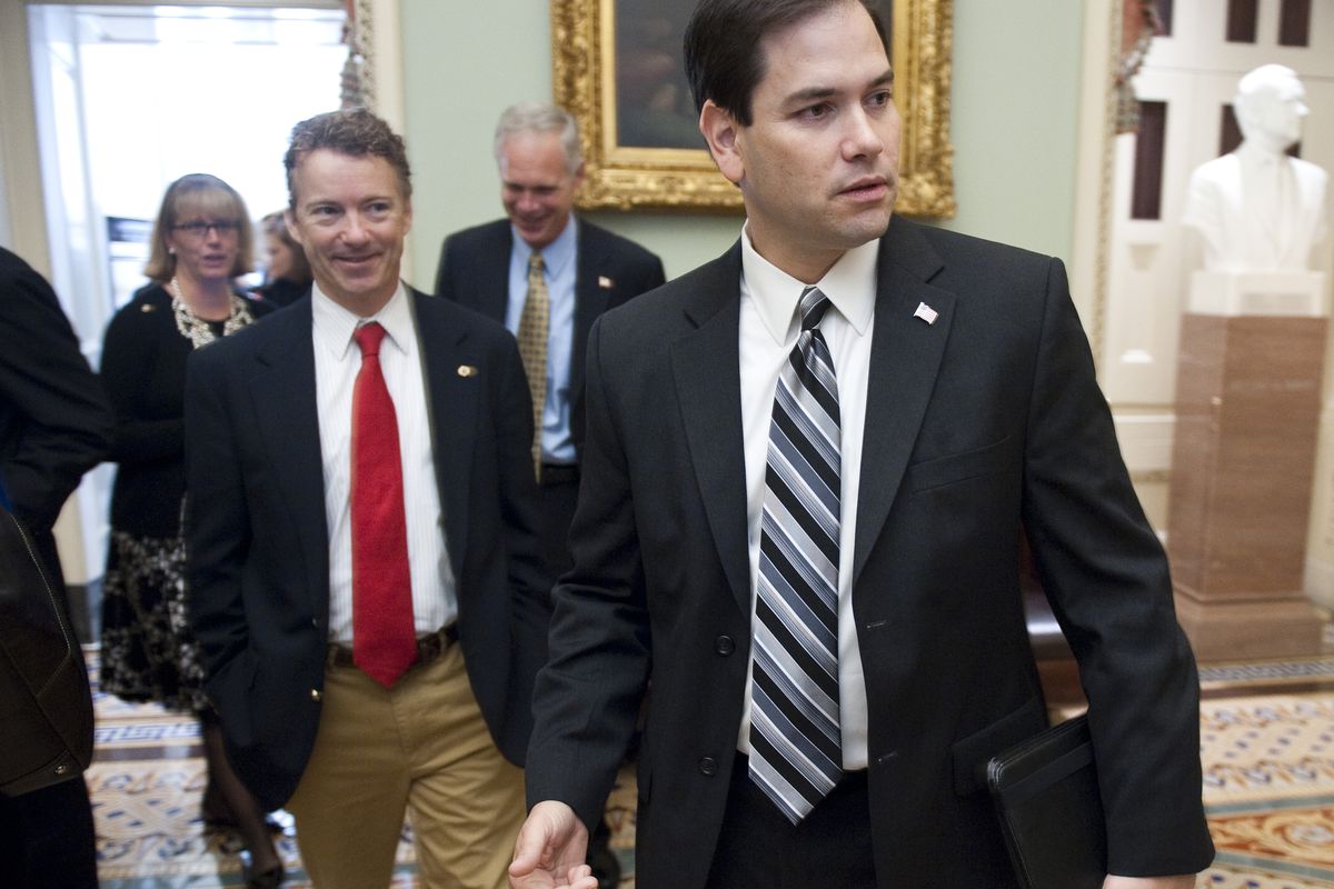 Rand Paul and Marco Rubio at their Senate freshman orientation, nearly five years before this sad alleged incident.