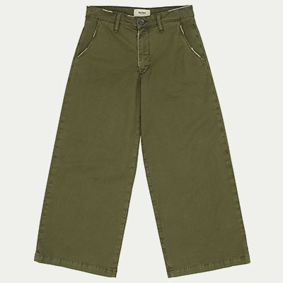 Green wide leg denim pants