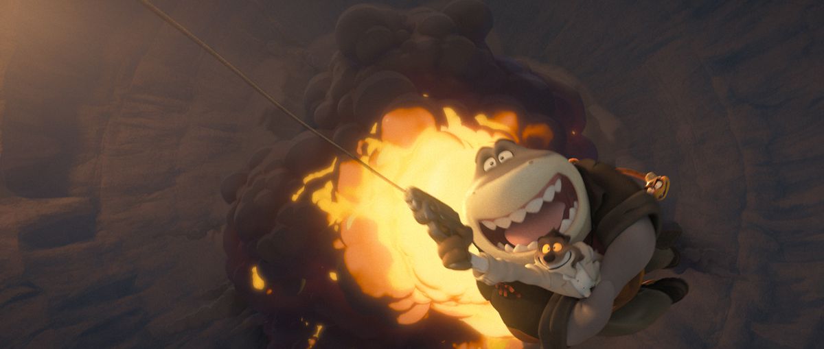 Mr.  Shark and Mr.  Wolf survives a massive explosion in The Bad Guys