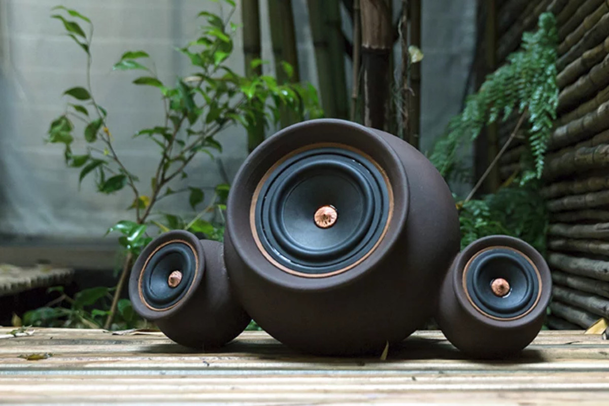 hand-thrown clay speakers