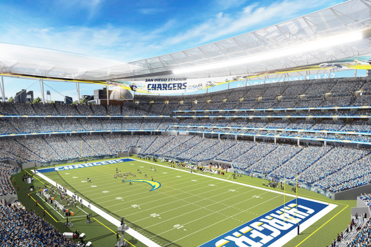 A rendering of the Chargers' proposed downtown stadium