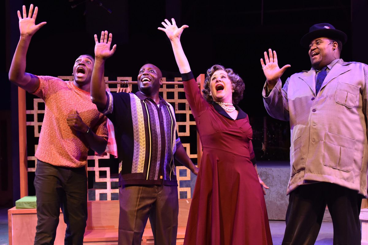 Gilbert Domally (from left), James Earl Jones II, Nancy Wagner and Lorenzo Rush Jr. are among the cast of “Memphis” at Porchlight Music Theatre. | Michael Courier