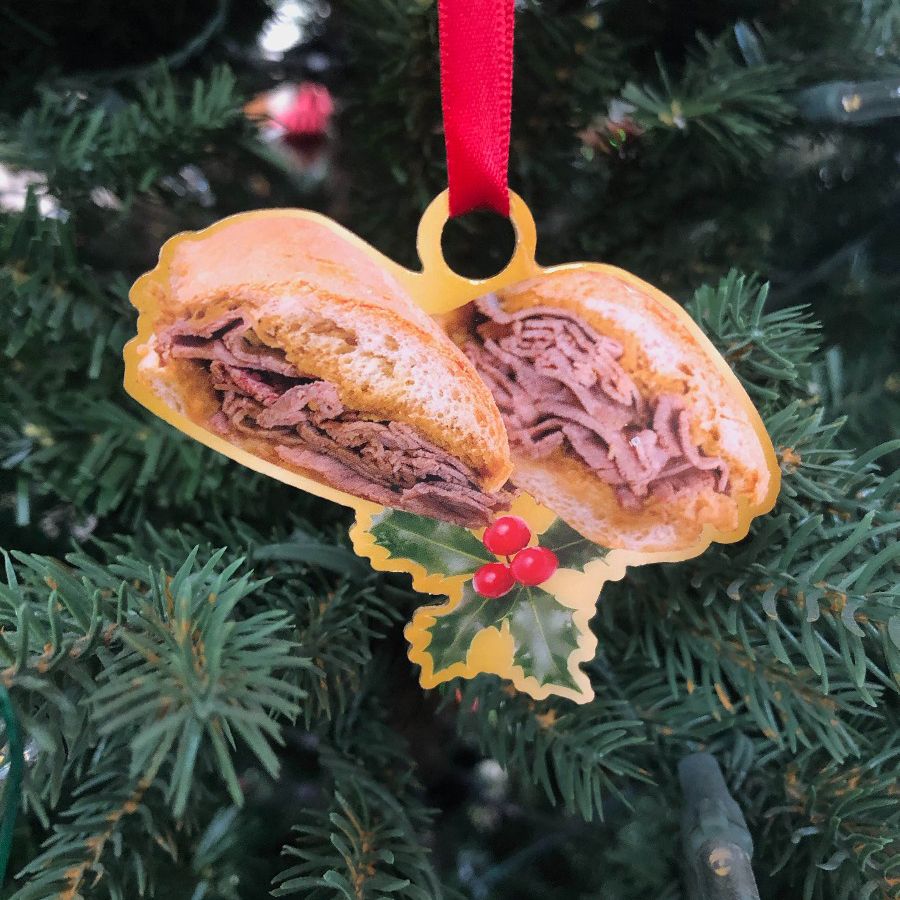 Beef dip Christmas ornament from Philippe’s the Original.