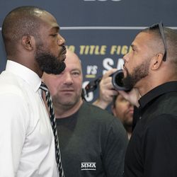 Jon Jones and Thiago Santos face off at UFC 239 media day in Los Angeles