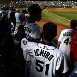 SEATTLE, WASHINGTON - AUGUST 28: Fans look on before the game between the Seattle Mariners and the Cleveland Guardians during Ichiro Suzuki’s Seattle Mariners Hall of Fame weekend at T-Mobile Park on August 28, 2022 in Seattle, Washington.