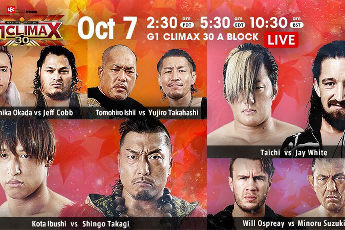 Match lineup for night eleven of NJPW G1 Climax 30