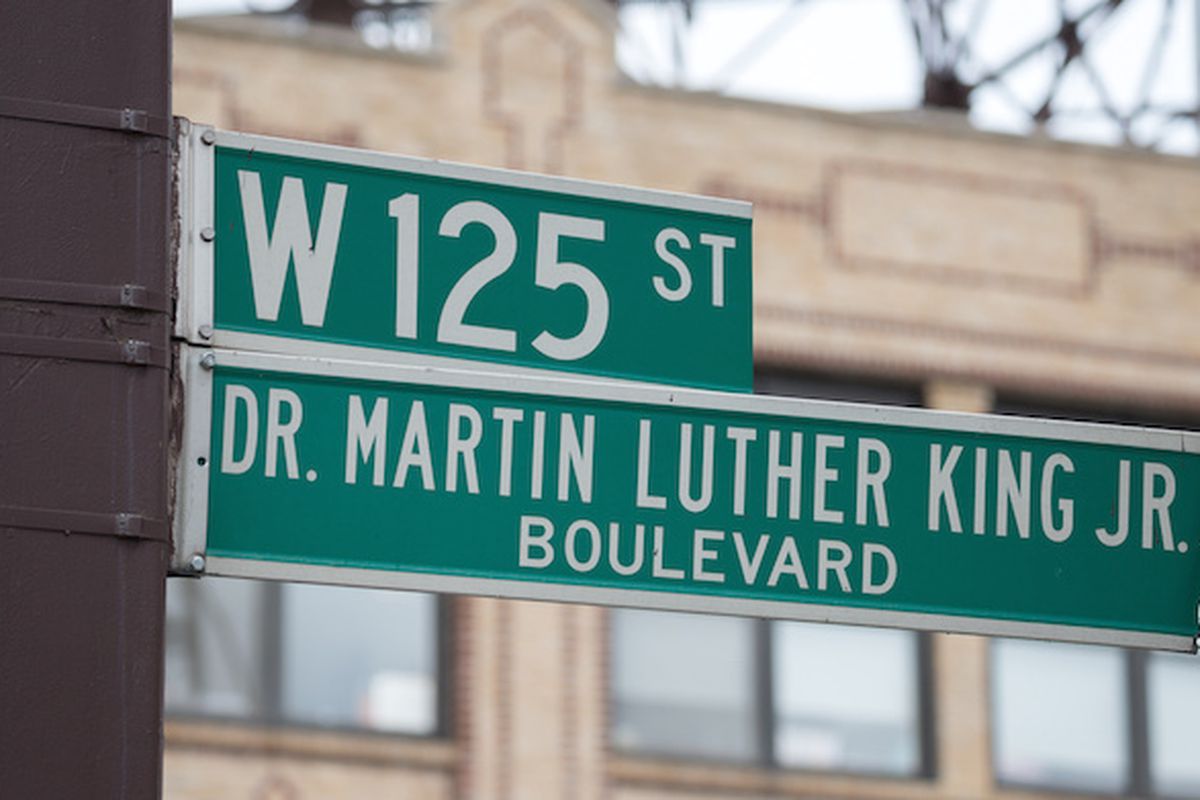 New York's 125th Street in Harlem, a stretch of which is named in honor of Dr. Martin Luther King, Jr.
