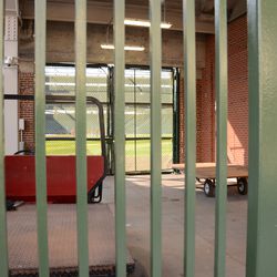 2:48 p.m. View into the ballpark at the "knothole" gate (Gate Q) - 