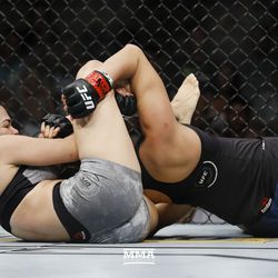 Rachael Ostovich looks for the submission at TUF 27 Finale.