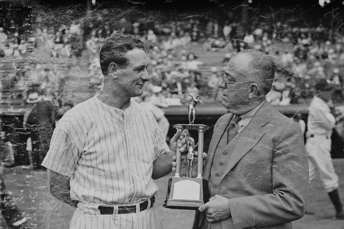 Lou Gehrig Receiving Mvp Trophy