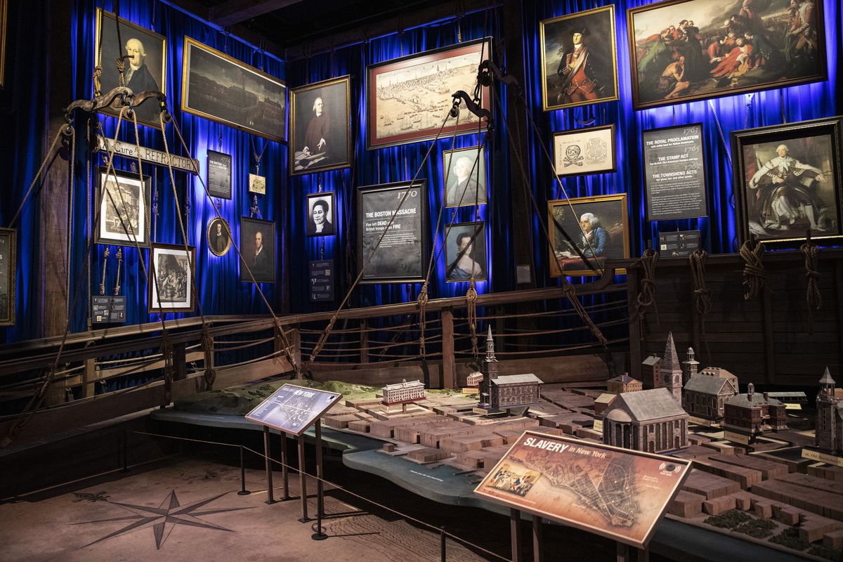 New York City in 1776 is depicted in “Hamilton: The Exhibition.” | Ashlee Rezin/Sun-Times