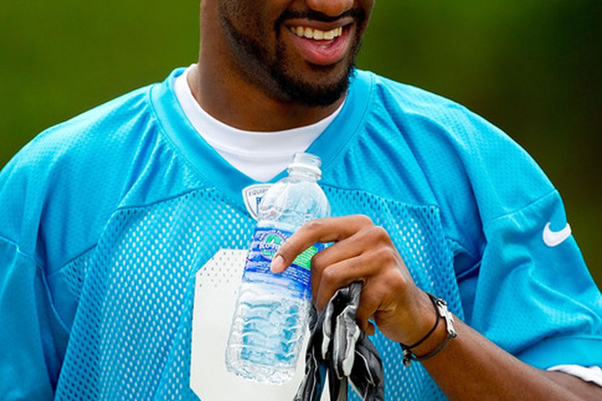 CHARLOTTE, NC - MAY 12:  Jared Green #9 at Carolina Panthers Rookie Camp on May 12, 2012 in Charlotte, North Carolina.  (Photo by Brian A. Westerholt/Getty Images)