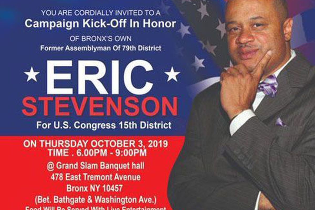 A campaign solicitation for former Bronx Assemblymember Eric Stevenson