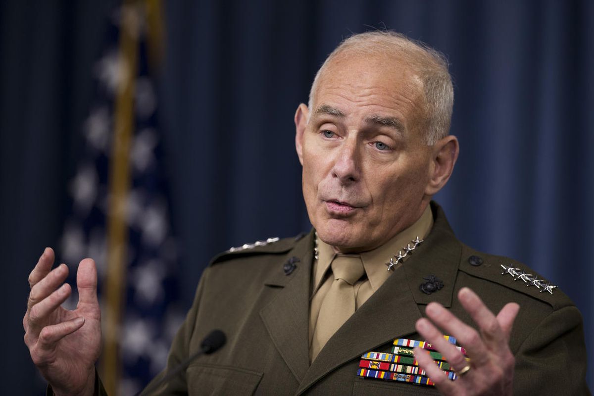 In this photo taken Jan. 8, 2016, Gen. John Kelly speaks to reporters during a briefing at the Pentagon. President-elect Donald Trump is tapping another four-star military officer for his administration. He has picked Kelly to lead the Homeland Security D
