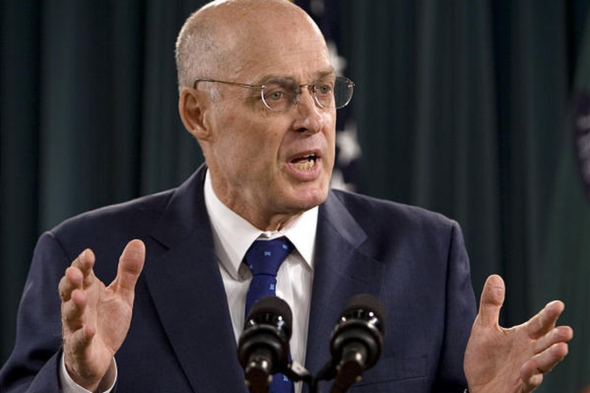 Treasury Secretary Henry Paulson briefs reporters in September 2008 about efforts to help the financial markets.