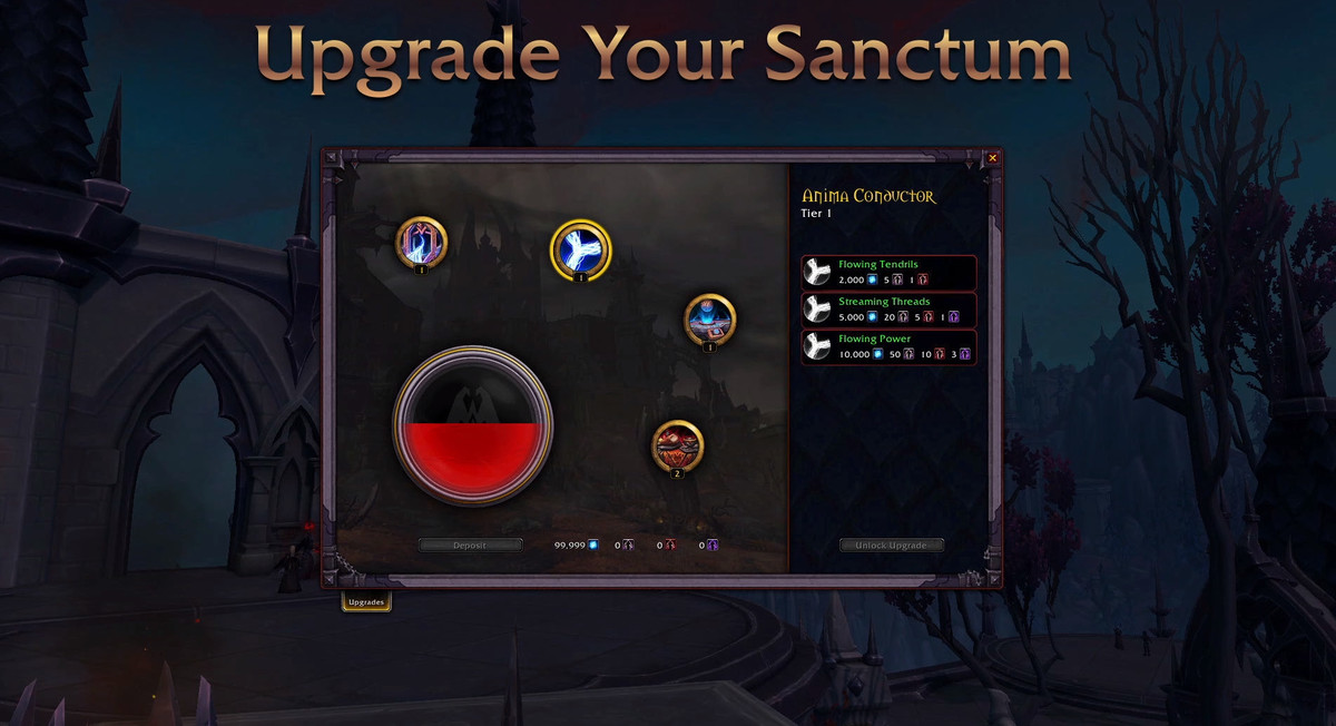 World of Warcraft - a Covenant upgrade screen