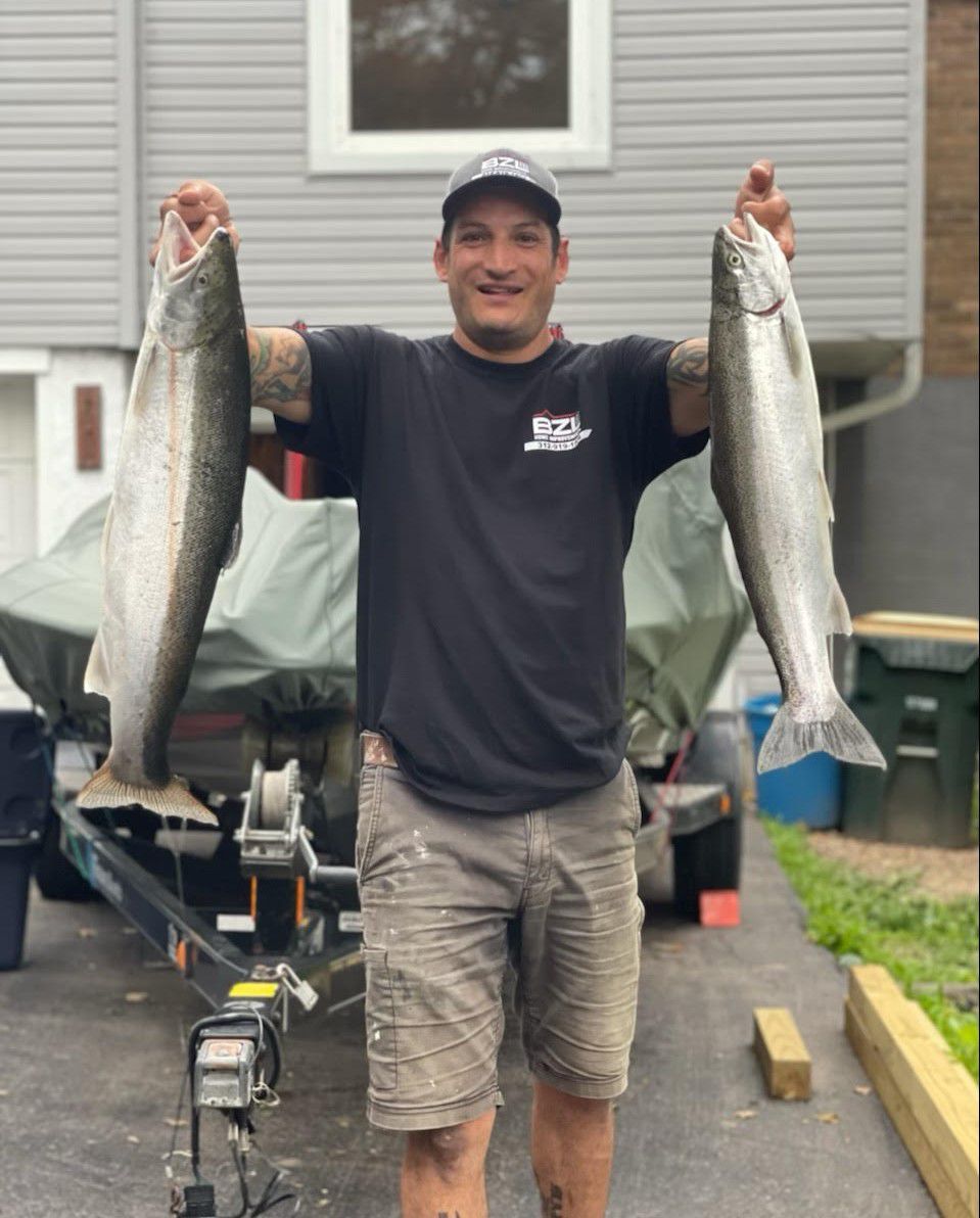 Bernard Ziller with the bounty of Lake Michigan. Provided by Dicky's Bait Shop