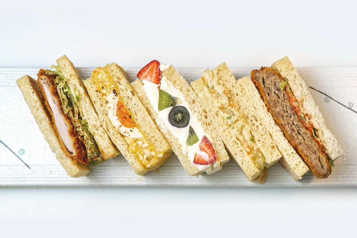 Japanese sandwiches on a plate.