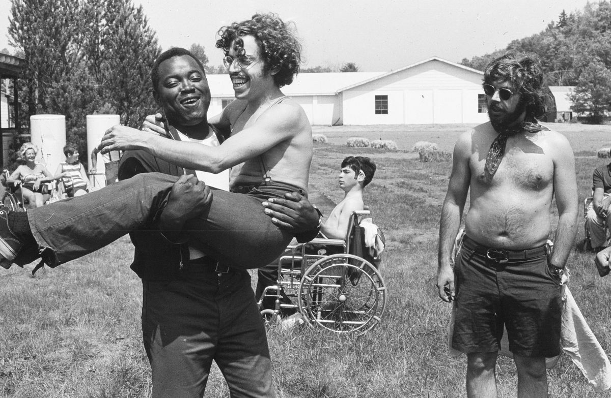 A photo taken at Camp Jened in a scene from “Crip Camp: A Disability Revolution.”