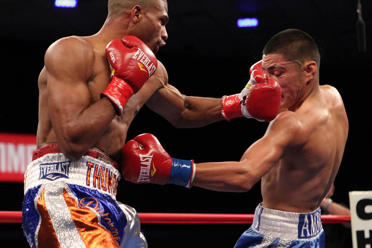 Thomas Dulorme blasted Aris Ambriz out in one round last night on ShoBox. (Photo by Tom Casino/Showtime)