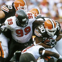 Unknown date; Tampa, FL, USA; FILE PHOTO; Tampa Bay Buccaneers defensive tackle Warren Sapp (99) in action against the Cleveland Browns at Raymond James Stadium. Mandatory Credit: USA TODAY Sports