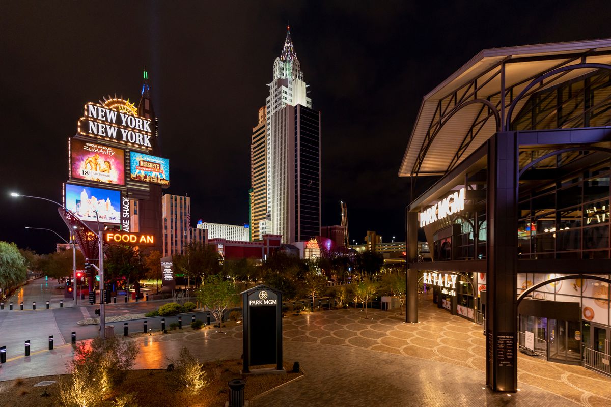 A night view of two casinos