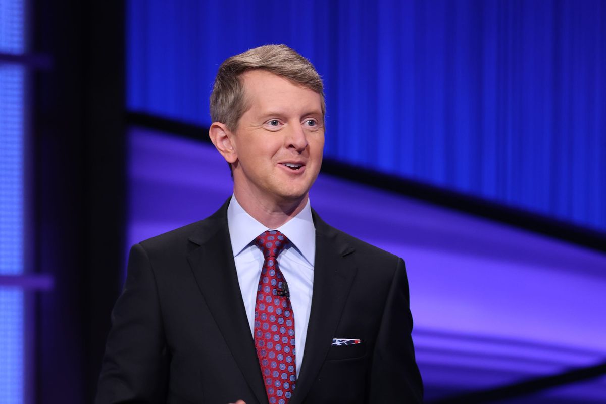 Ken Jennings hosts Jeopardy! in January 2021