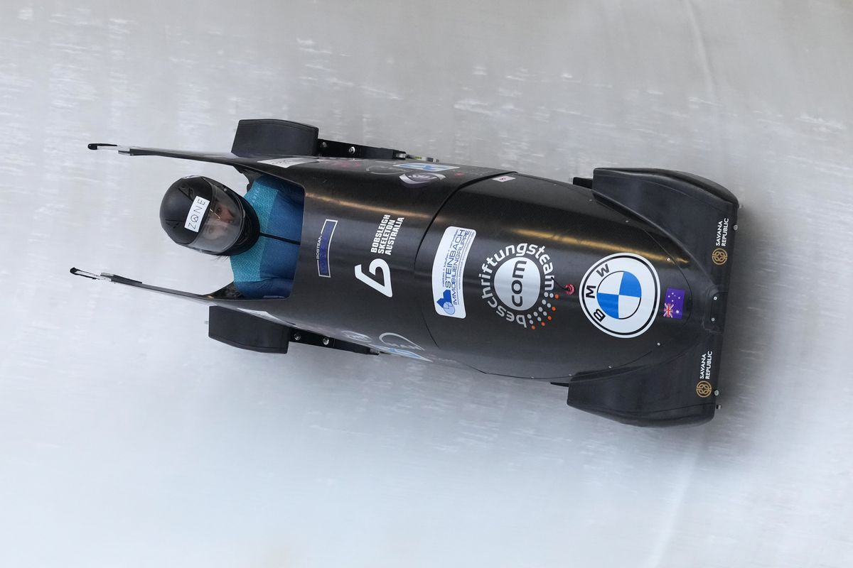Breeana Walker of Australia competes in the Women’s Monobob during the BMW IBSF Bob &amp; Skeleton World Cup at VELTINS-EisArena on January 8, 2022 in Winterberg, Germany.