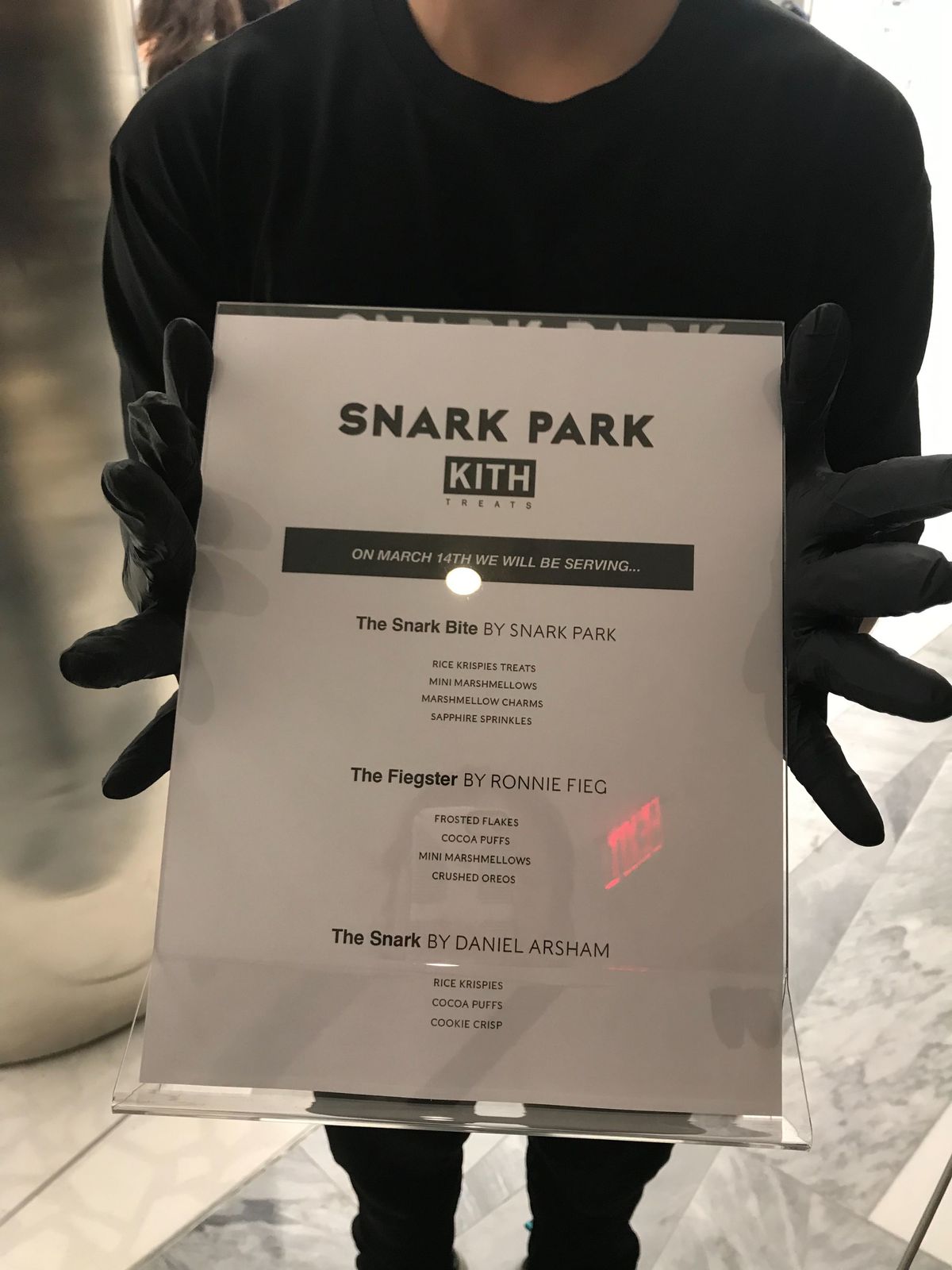 Kith at Snark Park menu