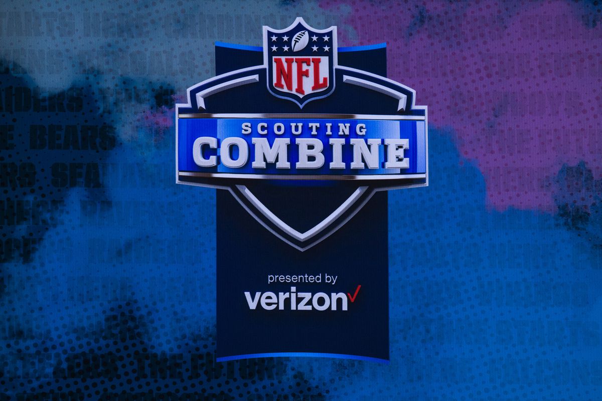 &nbsp;A graphic displaying the Scouting Combine logo during the NFL Scouting Combine on February 25, 2020 at the Indiana Convention Center in Indianapolis, IN.